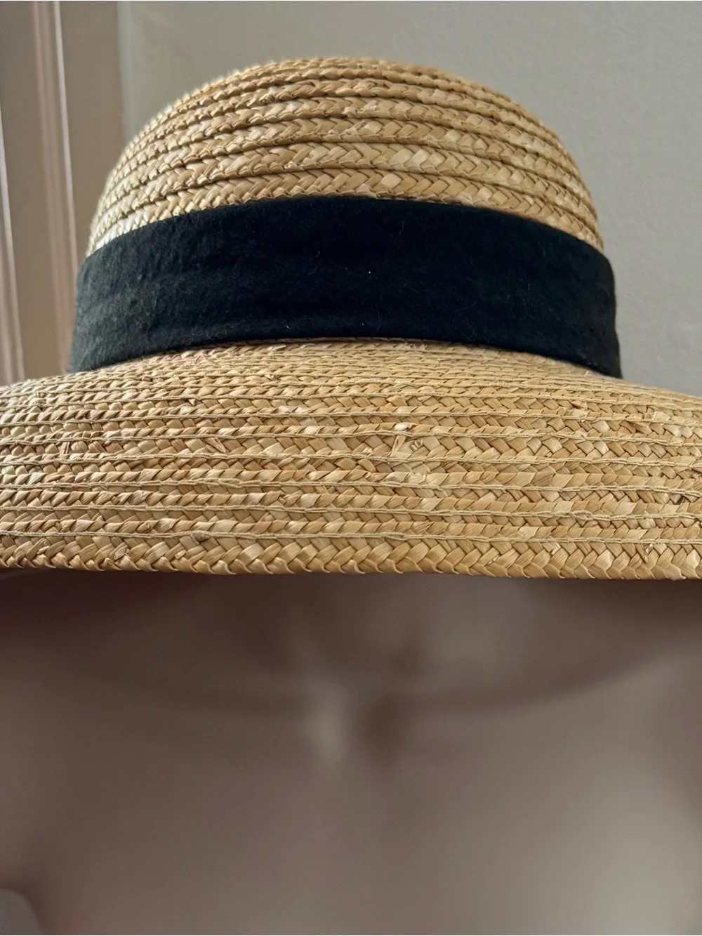 I Shalom Co 100% Straw Sun Hat with Black Bow beach summer vacation rodeo casual
